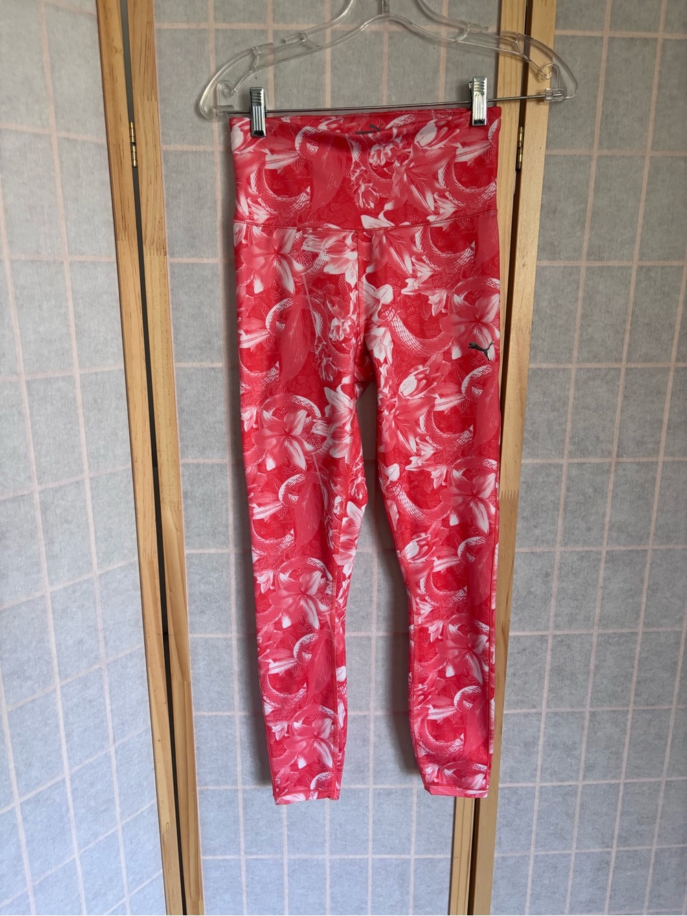 Puma Tropical Floral Leggings XS | Pink Coral Activewear Workout Yoga Pants